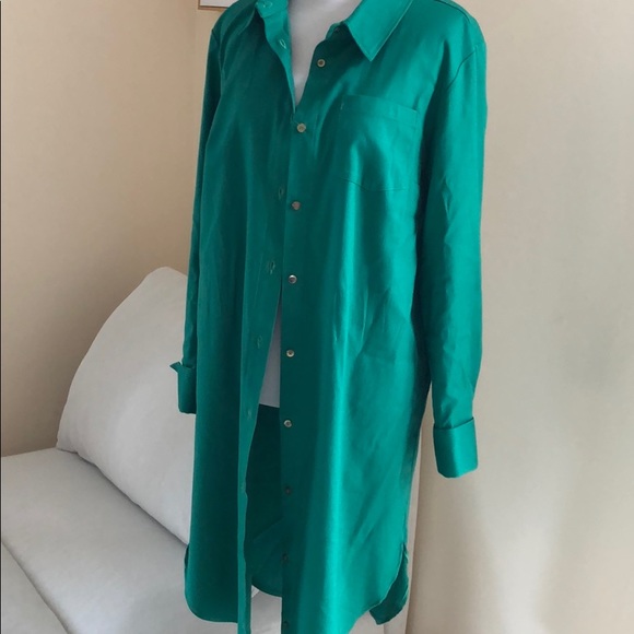 European designer long sleeve cuffed shirt dress - Picture 7 of 8